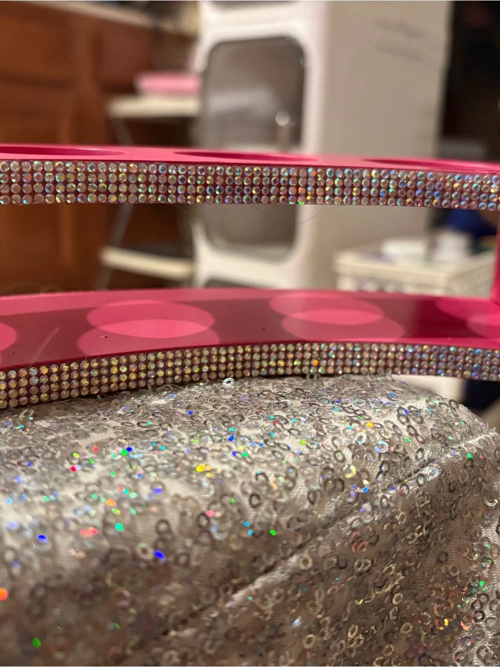 Hot Pink “Barbie Themed” make up organizer with Rhinestone accents!